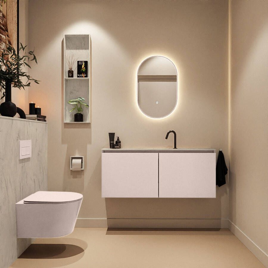 Mondiaz Toiletmeubel Ture Dlux | 120 cm | Meubelkleur Rosee | Eden wastafel Opalo Midden | 1 kraangat