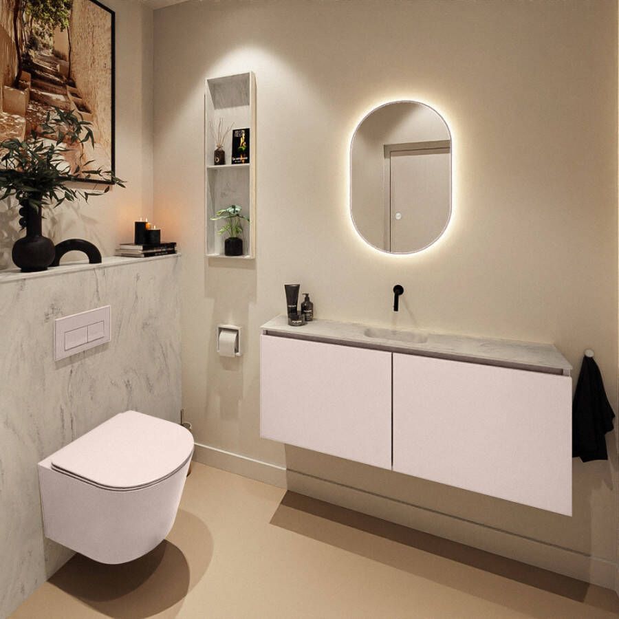 Mondiaz Toiletmeubel Ture Dlux | 120 cm | Meubelkleur Rosee | Eden wastafel Opalo Midden | Zonder kraangat