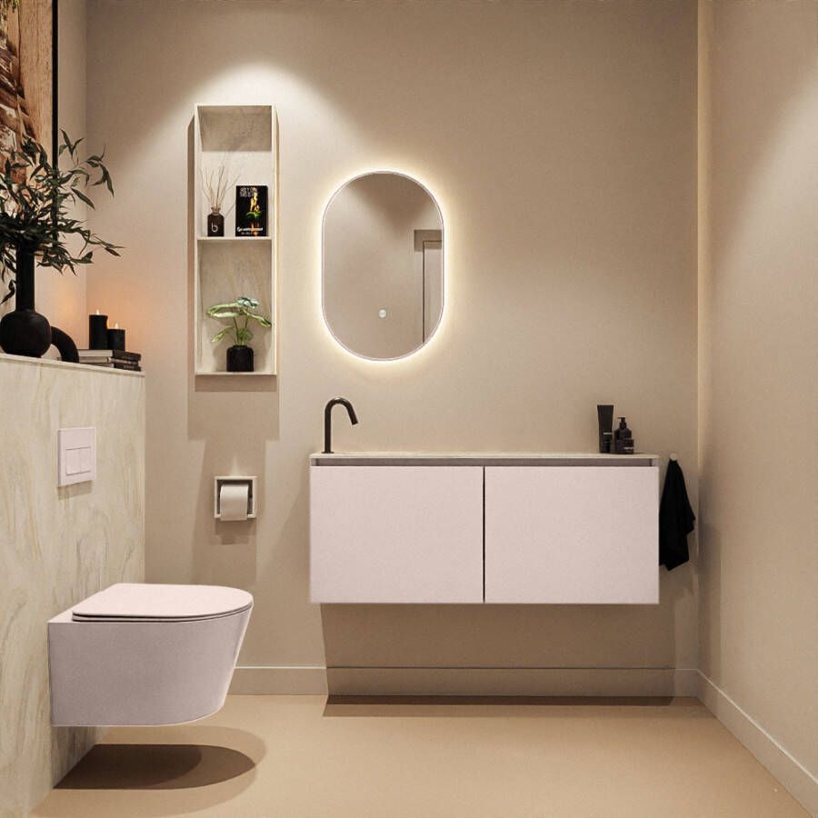 Mondiaz Toiletmeubel Ture Dlux | 120 cm | Meubelkleur Rosee | Eden wastafel Ostra Links | 1 kraangat