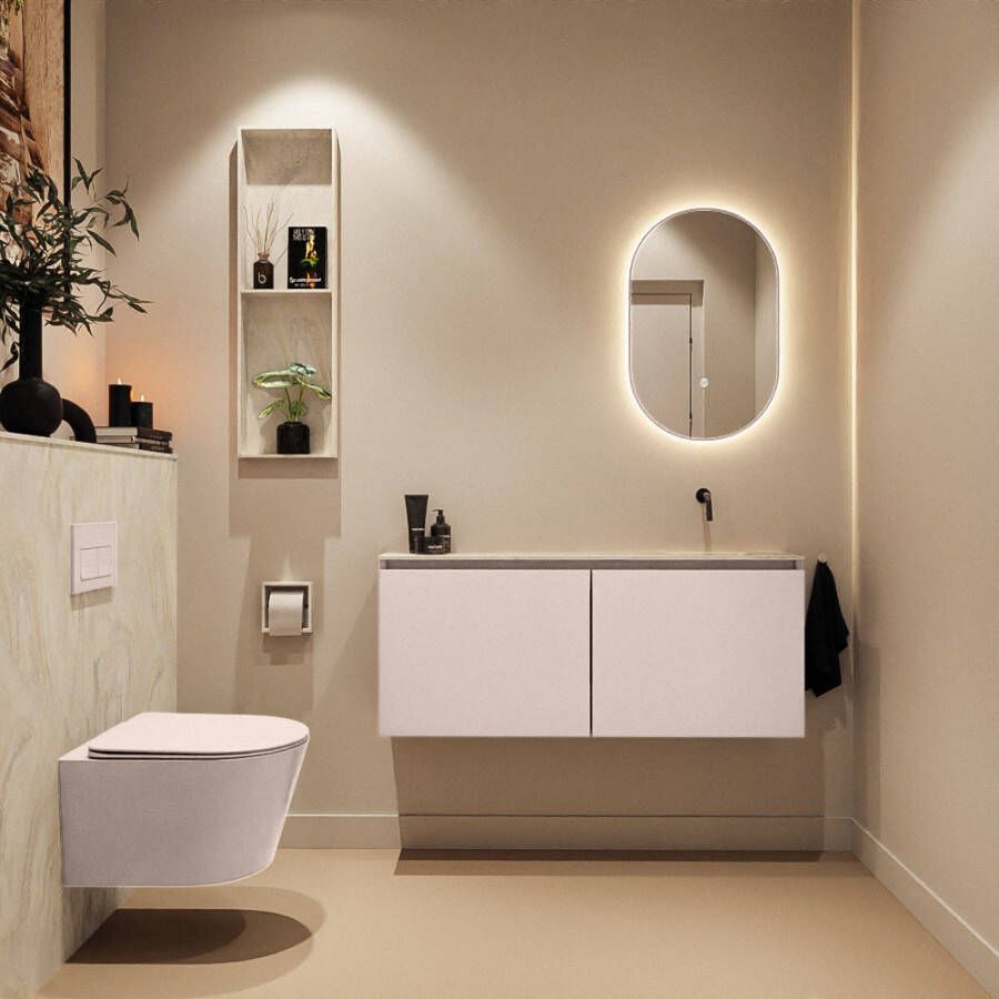 Mondiaz Toiletmeubel Ture Dlux | 120 cm | Meubelkleur Rosee | Eden wastafel Ostra Rechts | Zonder kraangat