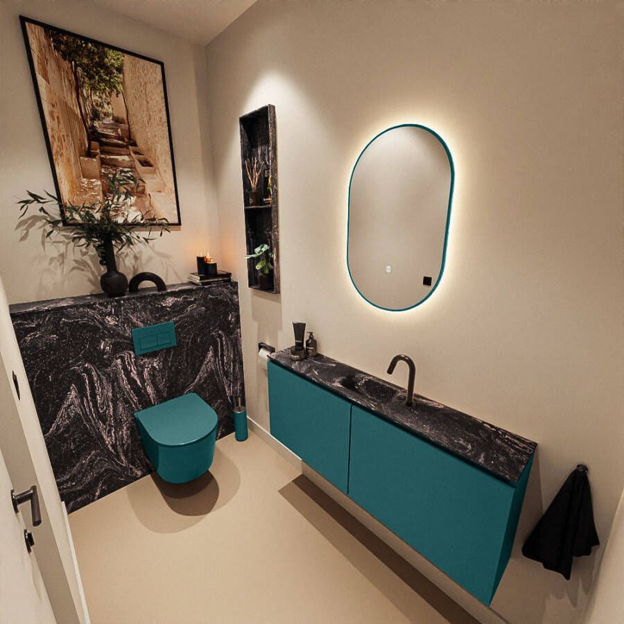 Mondiaz Toiletmeubel Ture Dlux | 120 cm | Meubelkleur Smag | Eden wastafel Lava Midden | 1 kraangat