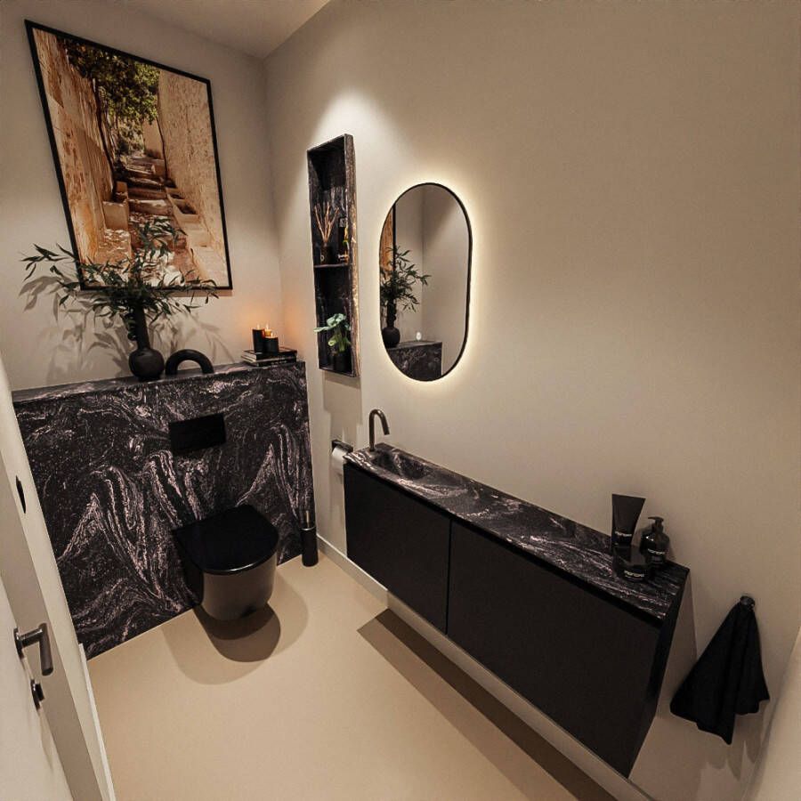 Mondiaz Toiletmeubel Ture Dlux | 120 cm | Meubelkleur Urban | Eden wastafel Lava Links | 1 kraangat