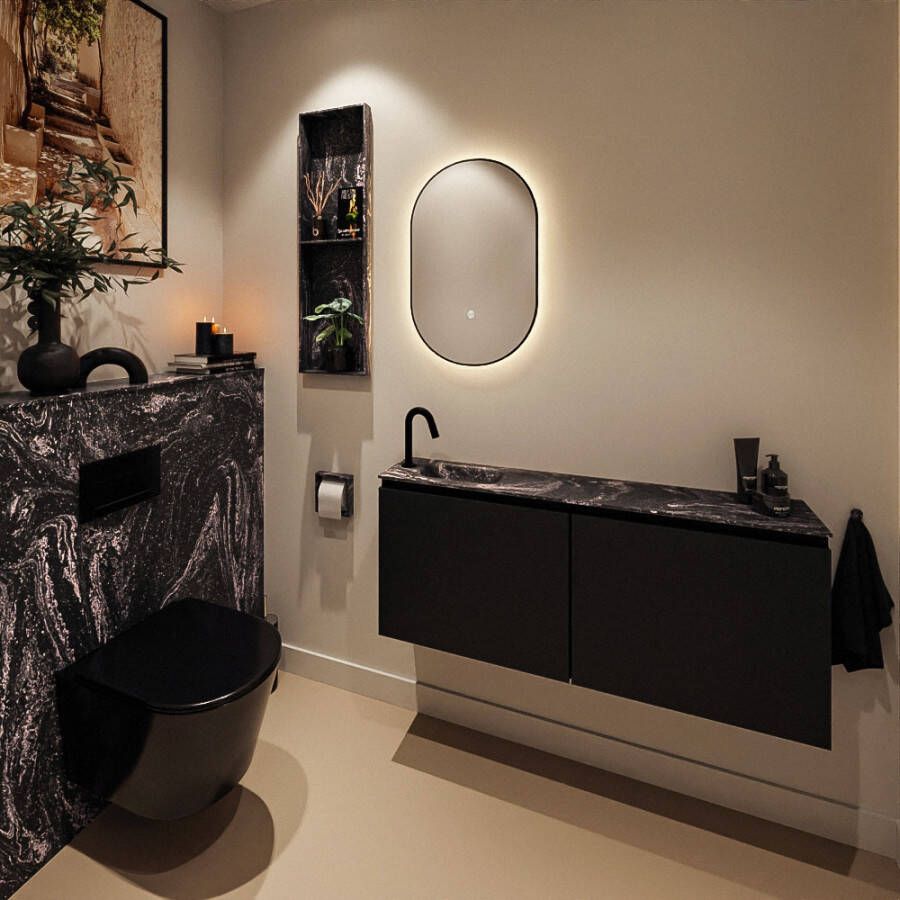 Mondiaz Toiletmeubel Ture Dlux | 120 cm | Meubelkleur Urban | Eden wastafel Lava Links | 1 kraangat