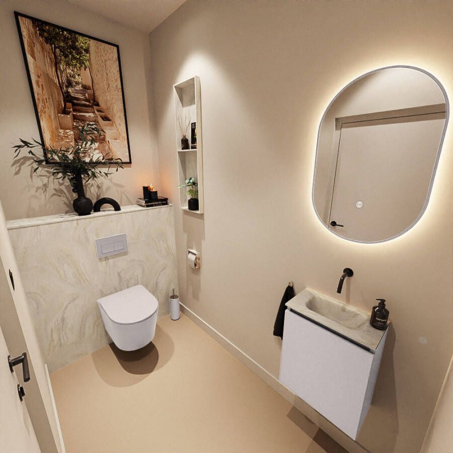 Mondiaz Toiletmeubel Ture Dlux | 40 cm | Meubelkleur Cale | Eden wastafel Ostra Midden | Zonder kraangat