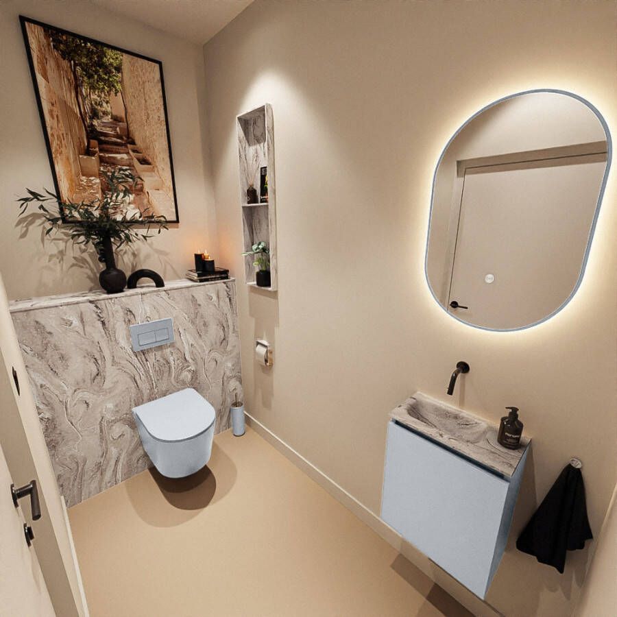 Mondiaz Toiletmeubel Ture Dlux | 40 cm | Meubelkleur Clay | Eden wastafel Glace Links | Zonder kraangat