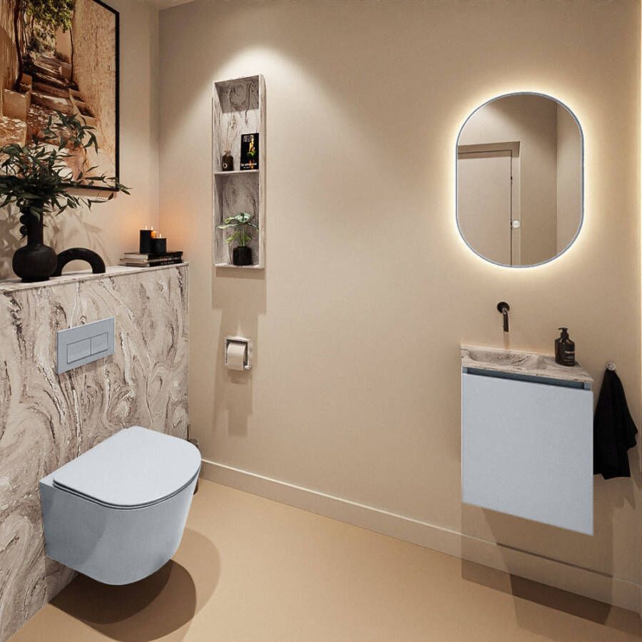 Mondiaz Toiletmeubel Ture Dlux | 40 cm | Meubelkleur Clay | Eden wastafel Glace Links | Zonder kraangat