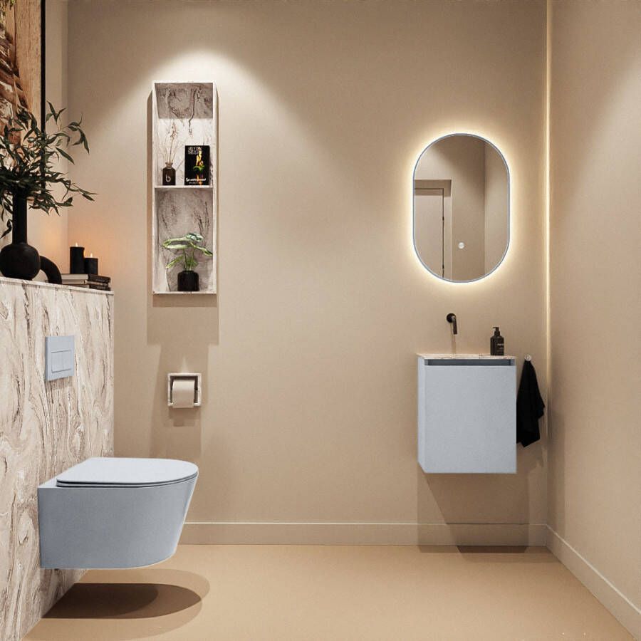 Mondiaz Toiletmeubel Ture Dlux | 40 cm | Meubelkleur Clay | Eden wastafel Glace Links | Zonder kraangat