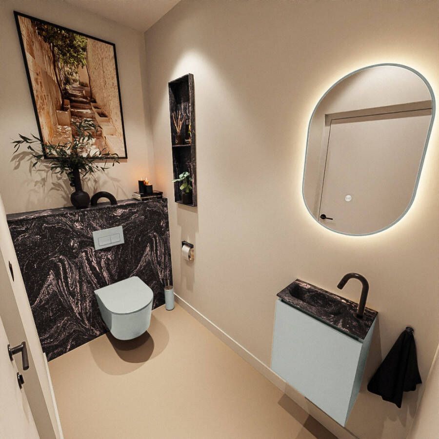 Mondiaz Toiletmeubel Ture Dlux | 40 cm | Meubelkleur Greey | Eden wastafel Lava Links | 1 kraangat
