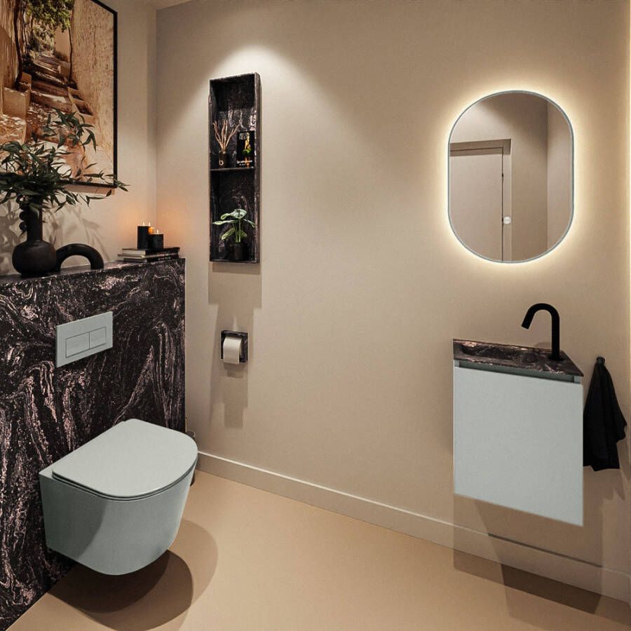 Mondiaz Toiletmeubel Ture Dlux | 40 cm | Meubelkleur Greey | Eden wastafel Lava Links | 1 kraangat