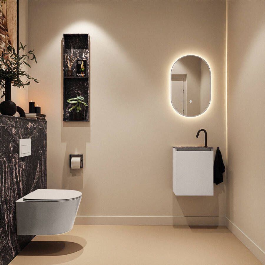 Mondiaz Toiletmeubel Ture Dlux | 40 cm | Meubelkleur Linen | Eden wastafel Lava Links | 1 kraangat