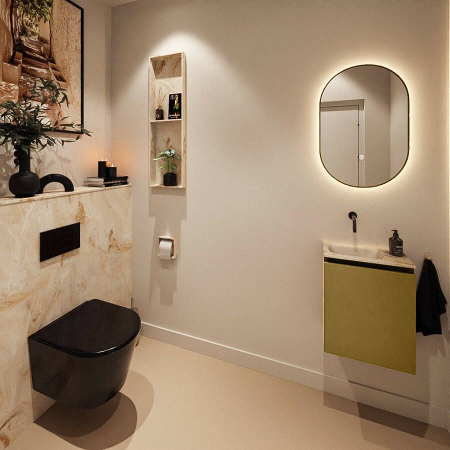 Mondiaz Toiletmeubel Ture Dlux | 40 cm | Meubelkleur Oro | Eden wastafel Frappe Links | Zonder kraangat