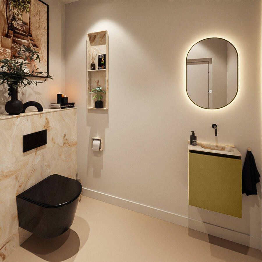 Mondiaz Toiletmeubel Ture Dlux | 40 cm | Meubelkleur Oro | Eden wastafel Frappe Rechts | Zonder kraangat