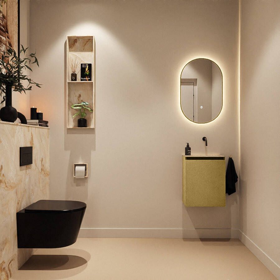 Mondiaz Toiletmeubel Ture Dlux | 40 cm | Meubelkleur Oro | Eden wastafel Frappe Rechts | Zonder kraangat