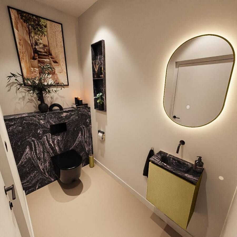 Mondiaz Toiletmeubel Ture Dlux | 40 cm | Meubelkleur Oro | Eden wastafel Lava Midden | Zonder kraangat
