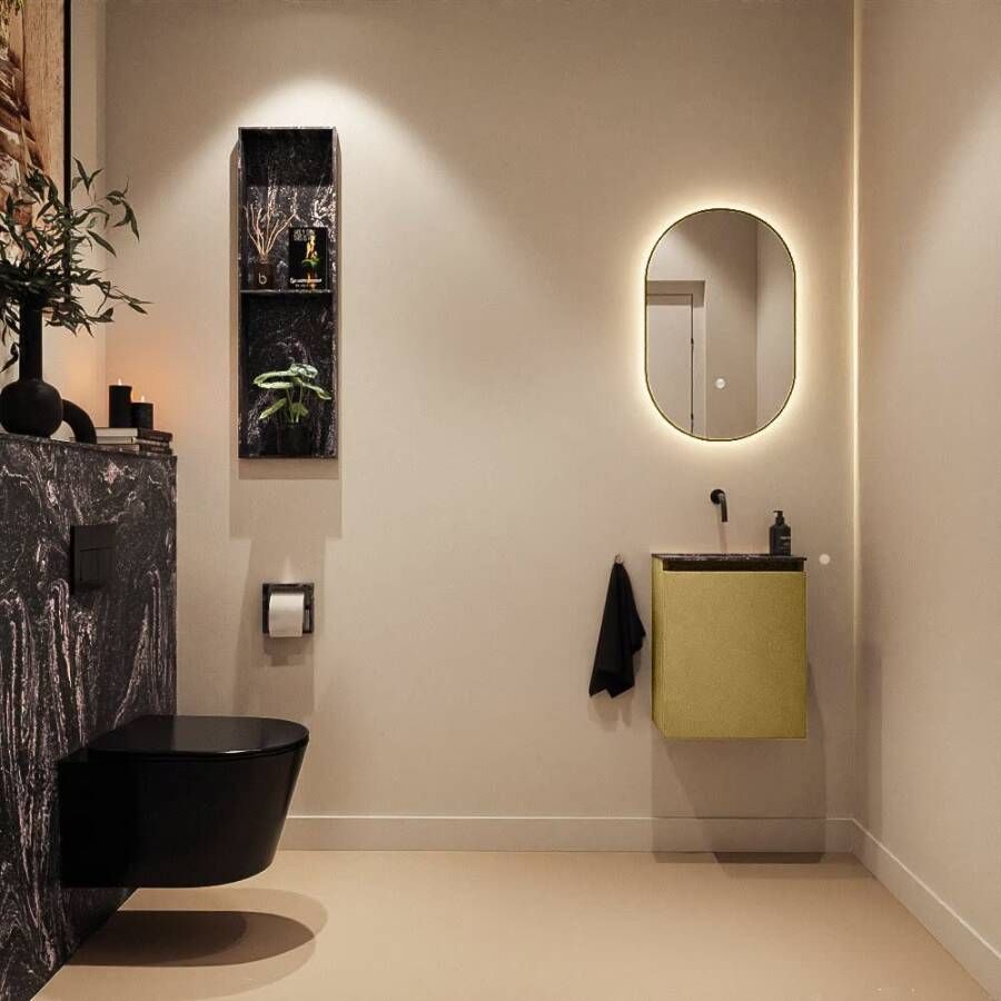 Mondiaz Toiletmeubel Ture Dlux | 40 cm | Meubelkleur Oro | Eden wastafel Lava Midden | Zonder kraangat