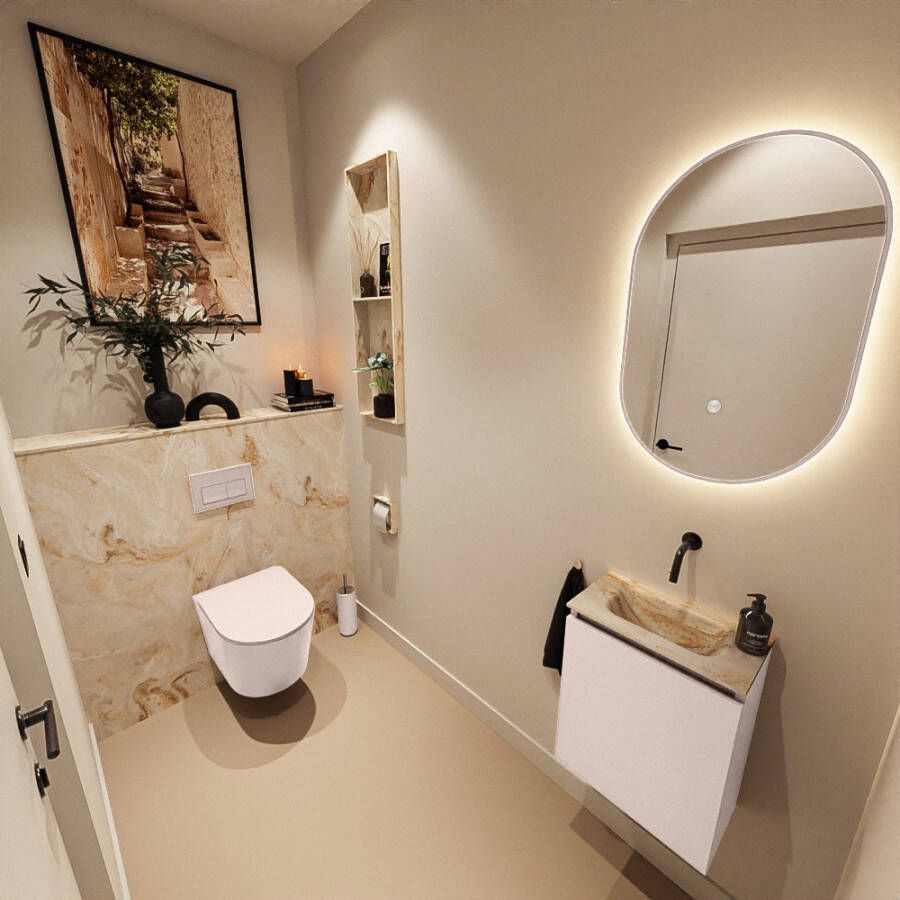 Mondiaz Toiletmeubel Ture Dlux | 40 cm | Meubelkleur Rosee | Eden wastafel Frappe Midden | Zonder kraangat