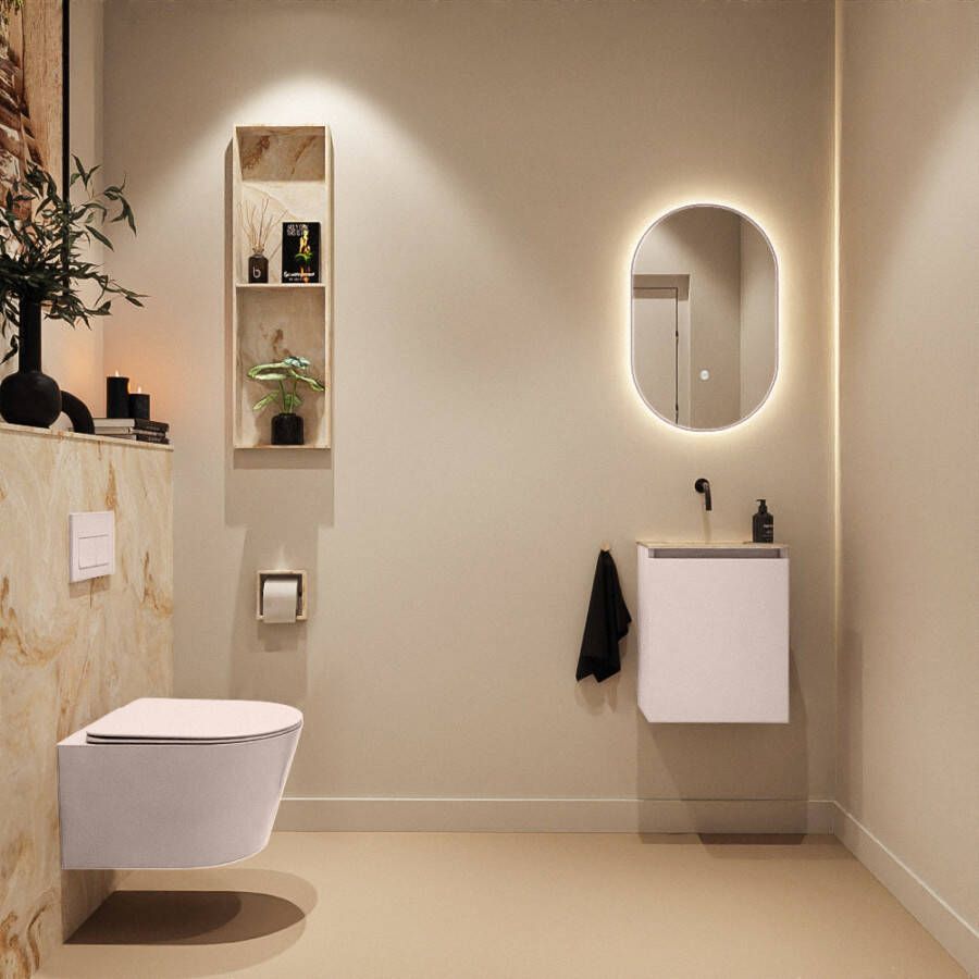 Mondiaz Toiletmeubel Ture Dlux | 40 cm | Meubelkleur Rosee | Eden wastafel Frappe Midden | Zonder kraangat