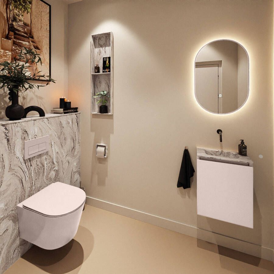 Mondiaz Toiletmeubel Ture Dlux | 40 cm | Meubelkleur Rosee | Eden wastafel Glace Midden | Zonder kraangat