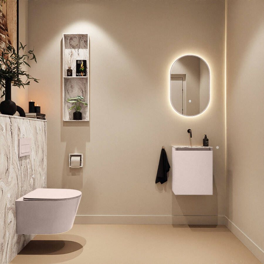 Mondiaz Toiletmeubel Ture Dlux | 40 cm | Meubelkleur Rosee | Eden wastafel Glace Midden | Zonder kraangat