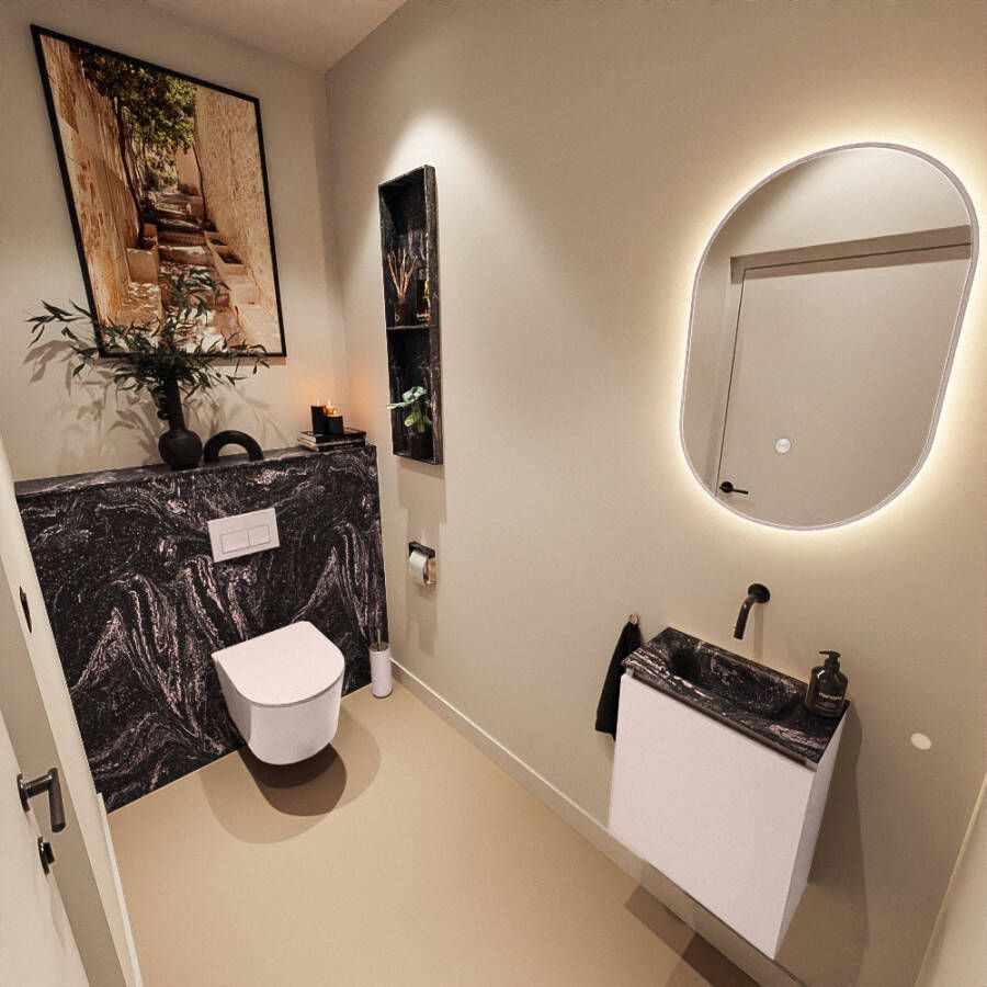 Mondiaz Toiletmeubel Ture Dlux | 40 cm | Meubelkleur Rosee | Eden wastafel Lava Midden | Zonder kraangat