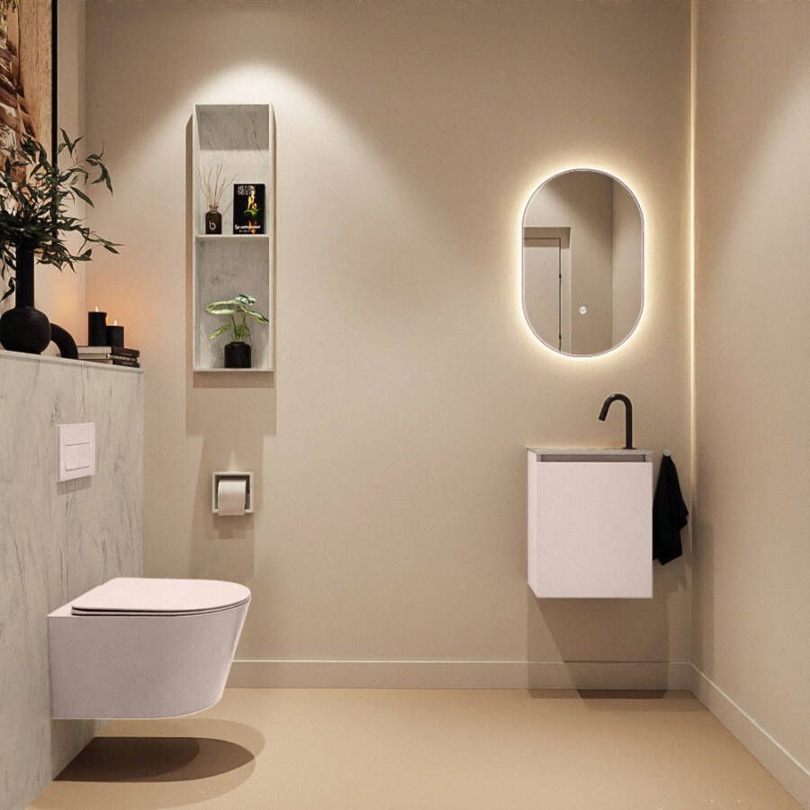 Mondiaz Toiletmeubel Ture Dlux | 40 cm | Meubelkleur Rosee | Eden wastafel Opalo Links | 1 kraangat