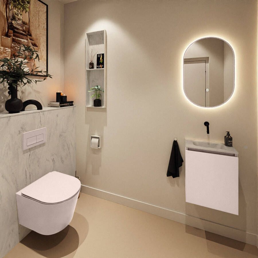 Mondiaz Toiletmeubel Ture Dlux | 40 cm | Meubelkleur Rosee | Eden wastafel Opalo Midden | Zonder kraangat