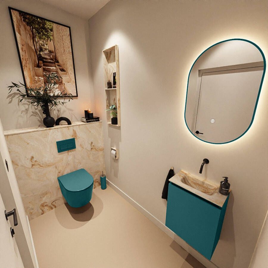 Mondiaz Toiletmeubel Ture Dlux | 40 cm | Meubelkleur Smag | Eden wastafel Frappe Midden | Zonder kraangat