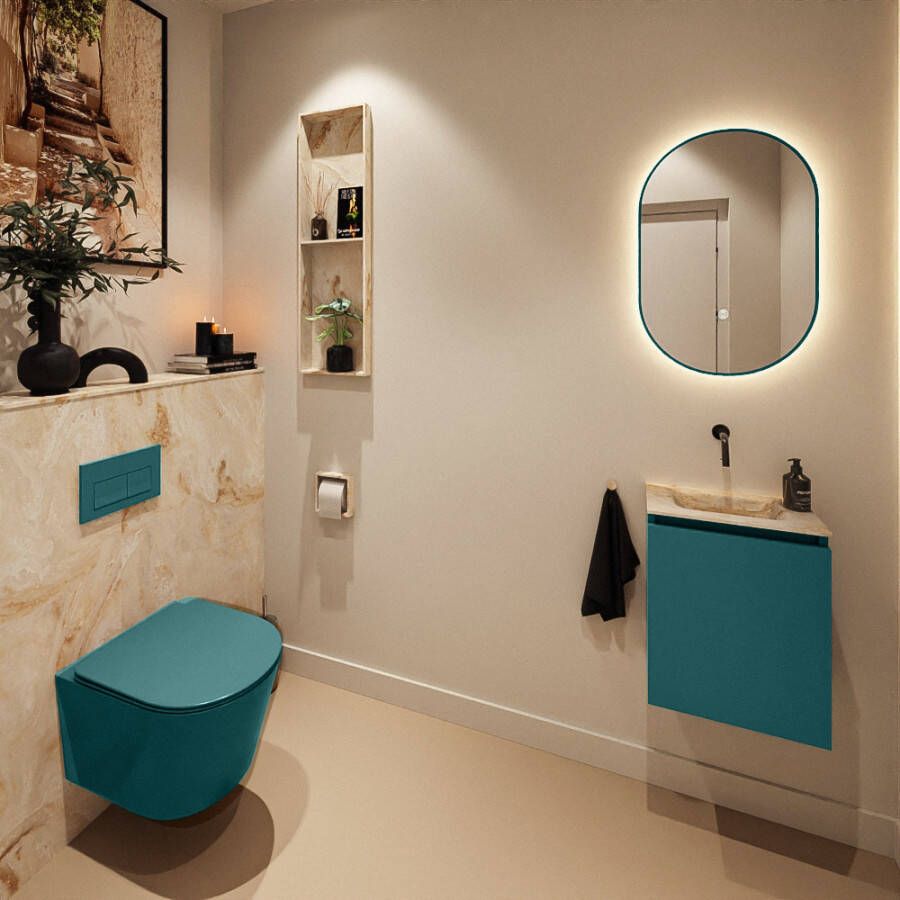 Mondiaz Toiletmeubel Ture Dlux | 40 cm | Meubelkleur Smag | Eden wastafel Frappe Midden | Zonder kraangat