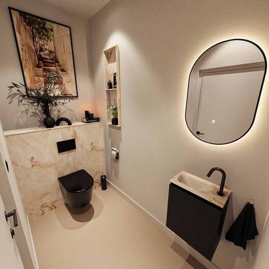 Mondiaz Toiletmeubel Ture Dlux | 40 cm | Meubelkleur Urban | Eden wastafel Frappe Links | 1 kraangat