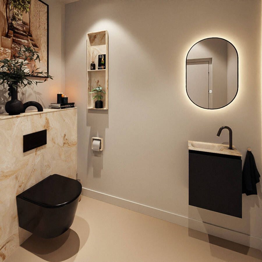 Mondiaz Toiletmeubel Ture Dlux | 40 cm | Meubelkleur Urban | Eden wastafel Frappe Links | 1 kraangat