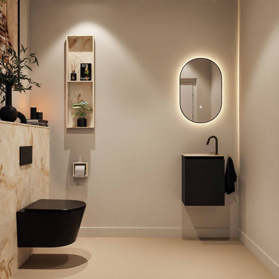 Mondiaz Toiletmeubel Ture Dlux | 40 cm | Meubelkleur Urban | Eden wastafel Frappe Links | 1 kraangat