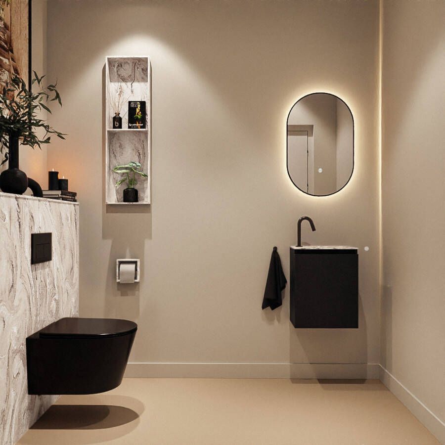 Mondiaz Toiletmeubel Ture Dlux | 40 cm | Meubelkleur Urban | Eden wastafel Glace Rechts | 1 kraangat