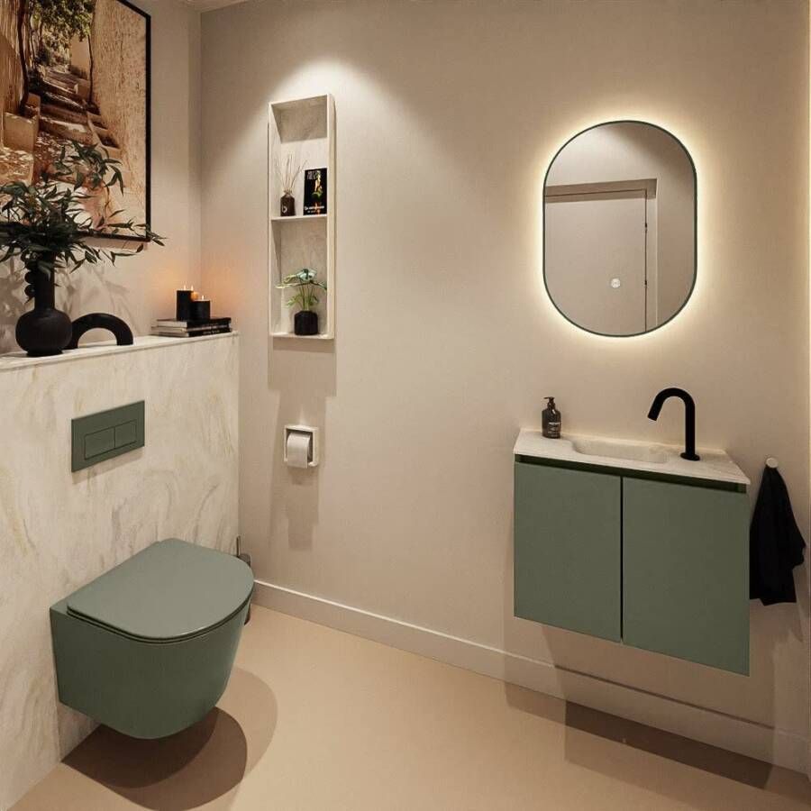 Mondiaz Toiletmeubel Ture Dlux | 60 cm | Meubelkleur Army | Eden wastafel Ostra Midden | 1 kraangat