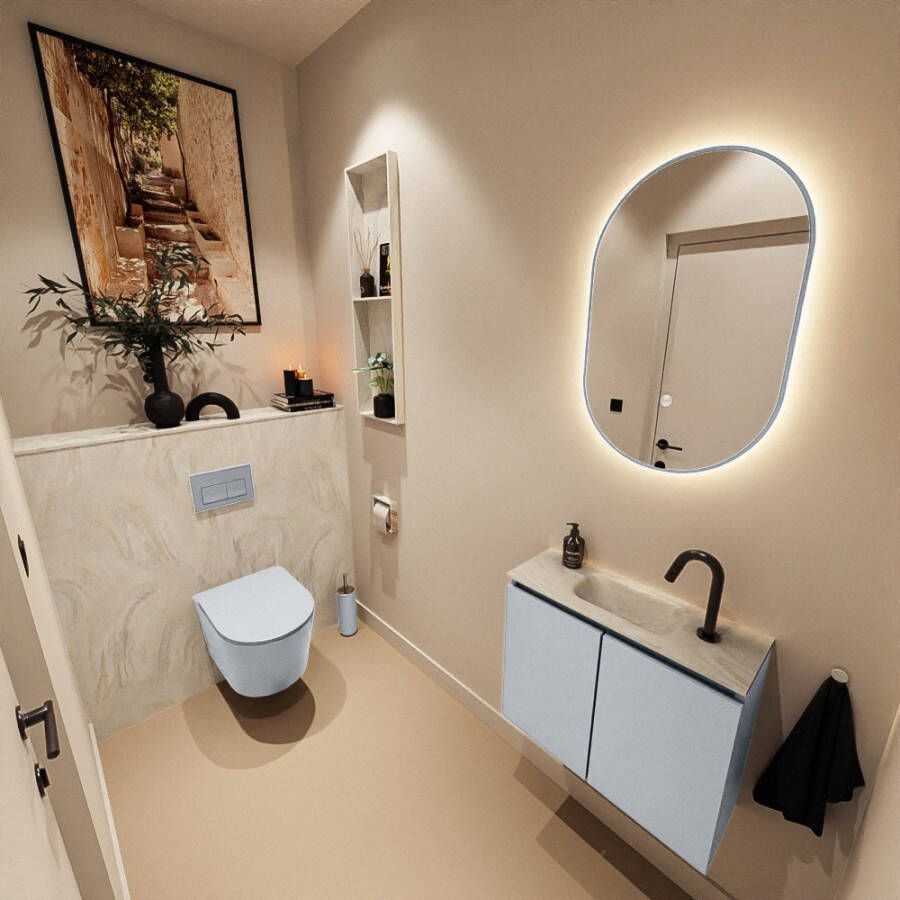 Mondiaz Toiletmeubel Ture Dlux | 60 cm | Meubelkleur Clay | Eden wastafel Ostra Midden | 1 kraangat