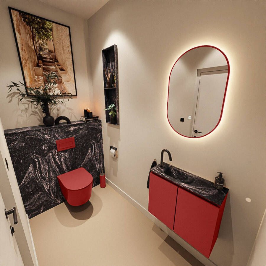 Mondiaz Toiletmeubel Ture Dlux | 60 cm | Meubelkleur Fire | Eden wastafel Lava Links | 1 kraangat