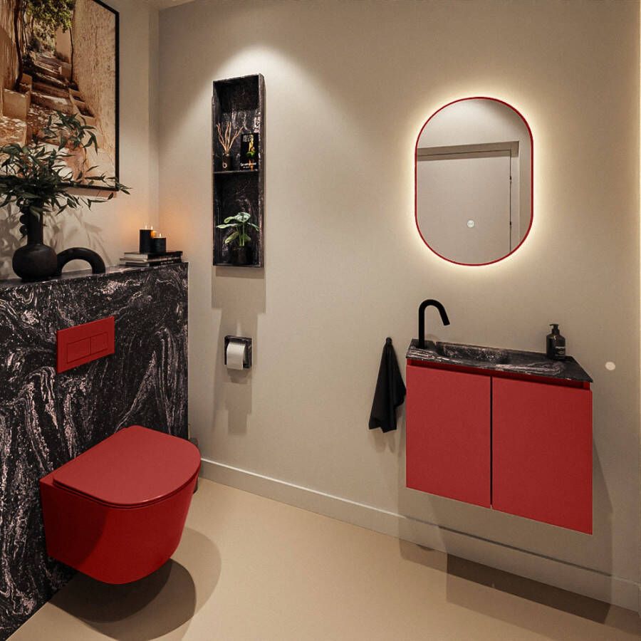 Mondiaz Toiletmeubel Ture Dlux | 60 cm | Meubelkleur Fire | Eden wastafel Lava Links | 1 kraangat