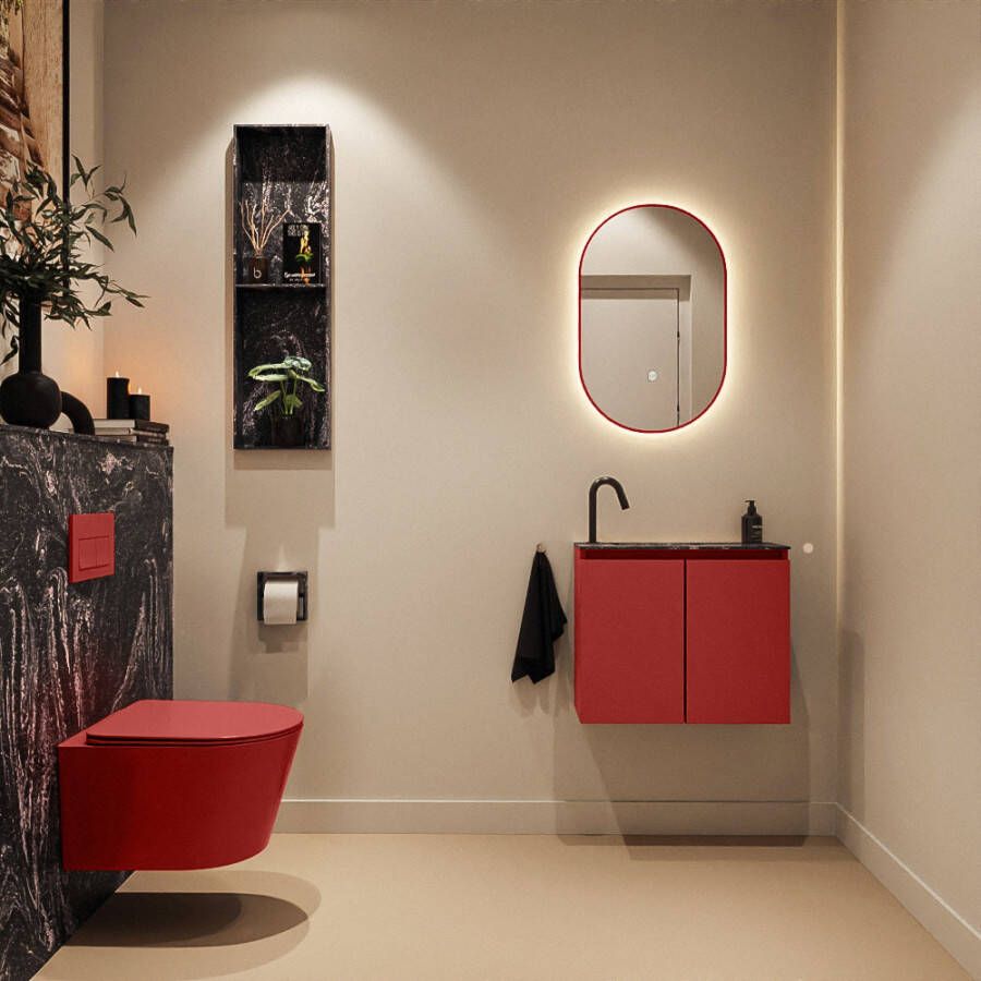 Mondiaz Toiletmeubel Ture Dlux | 60 cm | Meubelkleur Fire | Eden wastafel Lava Links | 1 kraangat