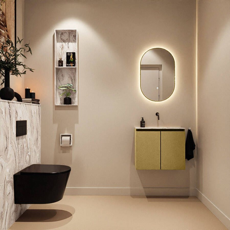 Mondiaz Toiletmeubel Ture Dlux | 60 cm | Meubelkleur Oro | Eden wastafel Glace Midden | Zonder kraangat