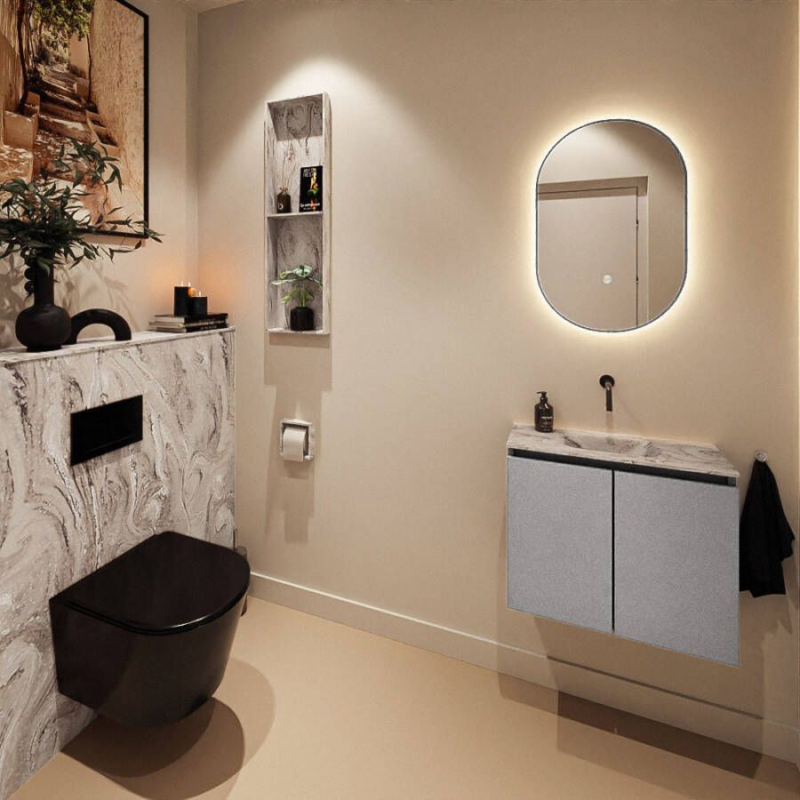 Mondiaz Toiletmeubel Ture Dlux | 60 cm | Meubelkleur Plata | Eden wastafel Glace Midden | Zonder kraangat