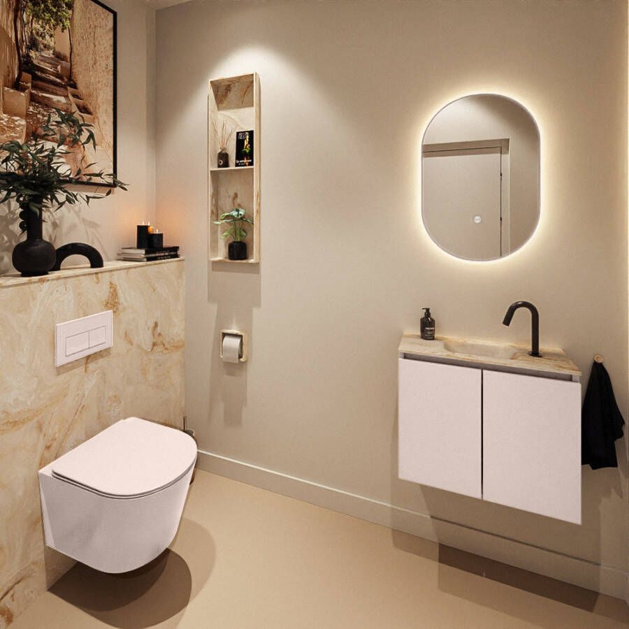 Mondiaz Toiletmeubel Ture Dlux | 60 cm | Meubelkleur Rosee | Eden wastafel Frappe Midden | 1 kraangat
