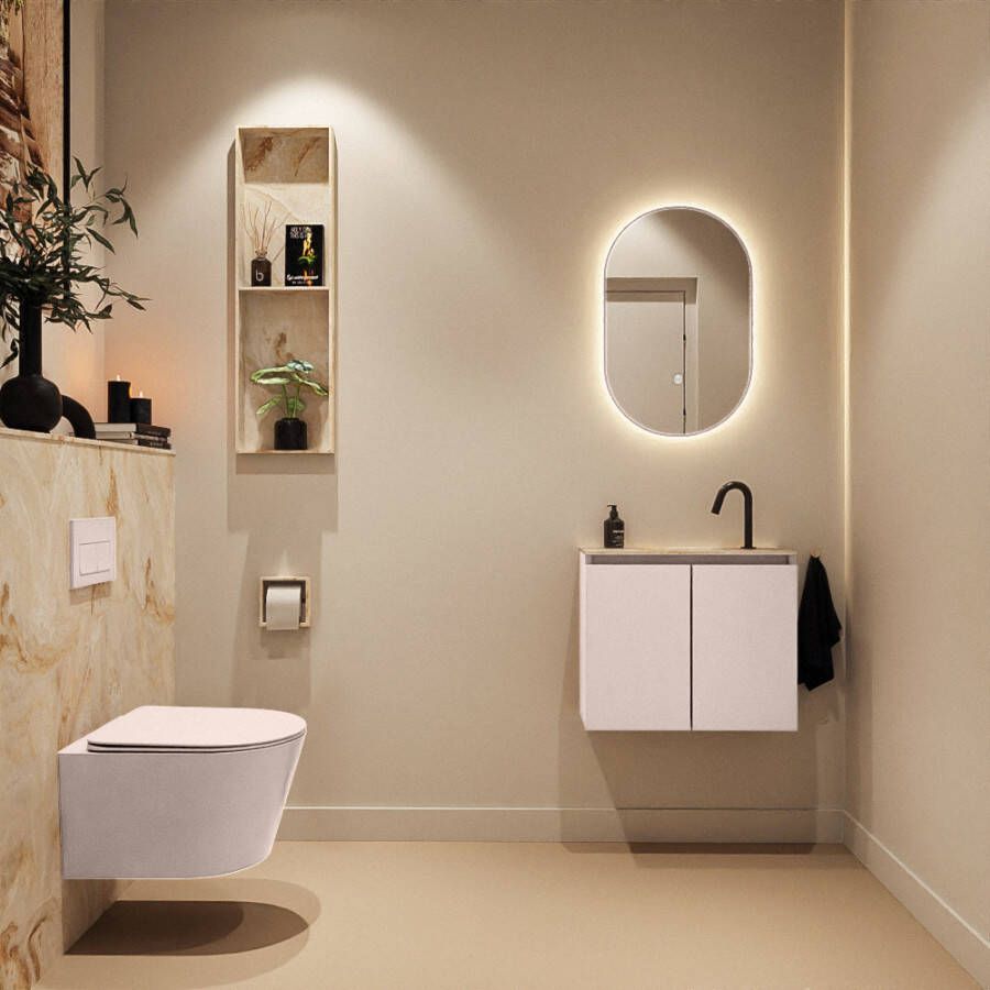 Mondiaz Toiletmeubel Ture Dlux | 60 cm | Meubelkleur Rosee | Eden wastafel Frappe Midden | 1 kraangat