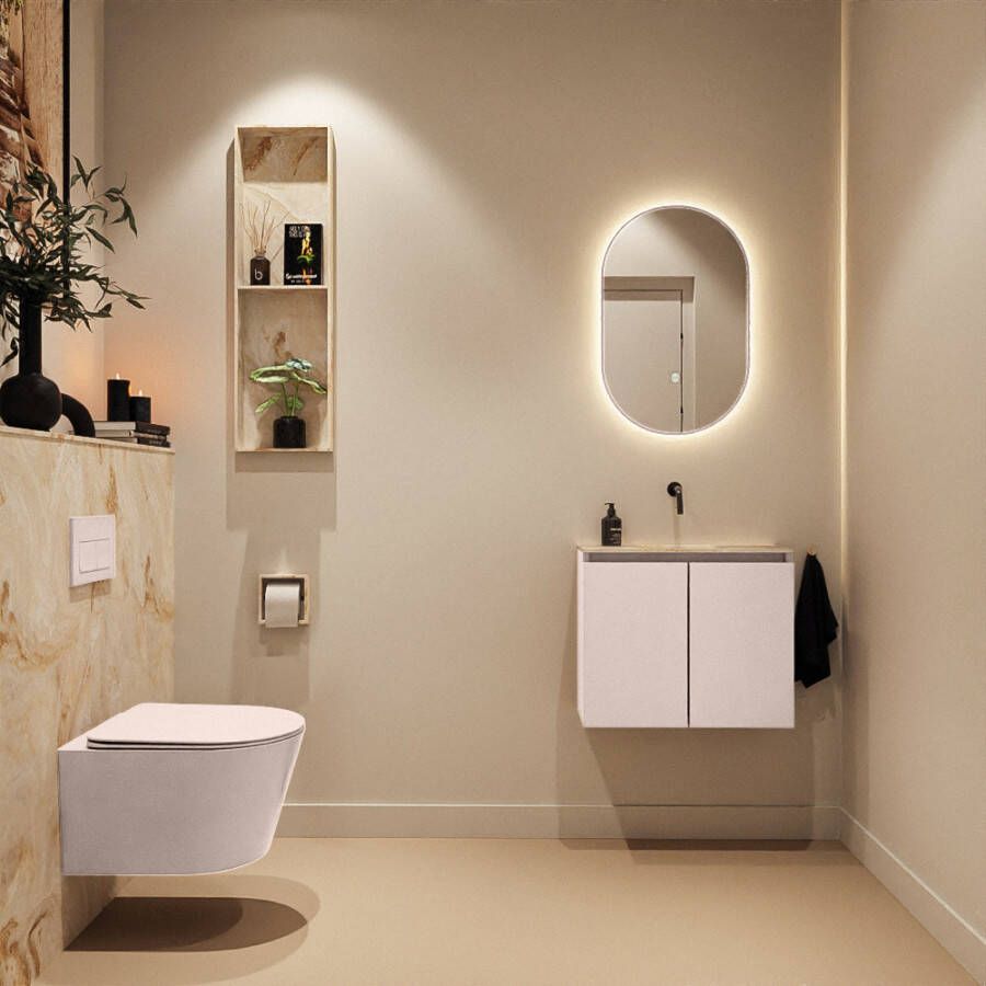 Mondiaz Toiletmeubel Ture Dlux | 60 cm | Meubelkleur Rosee | Eden wastafel Frappe Midden | Zonder kraangat