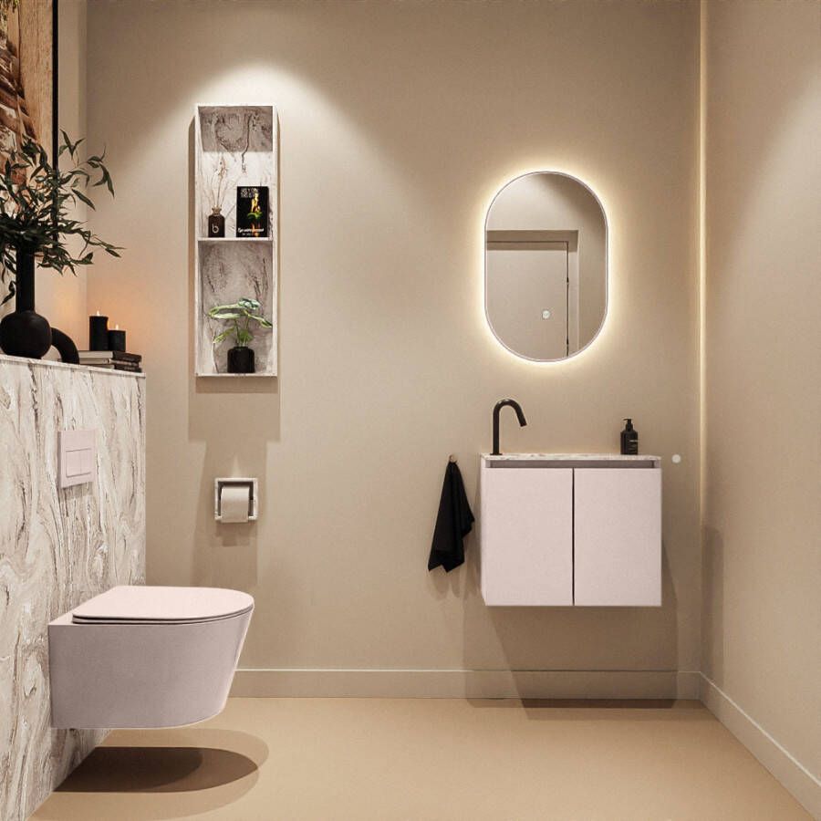 Mondiaz Toiletmeubel Ture Dlux | 60 cm | Meubelkleur Rosee | Eden wastafel Glace Links | 1 kraangat