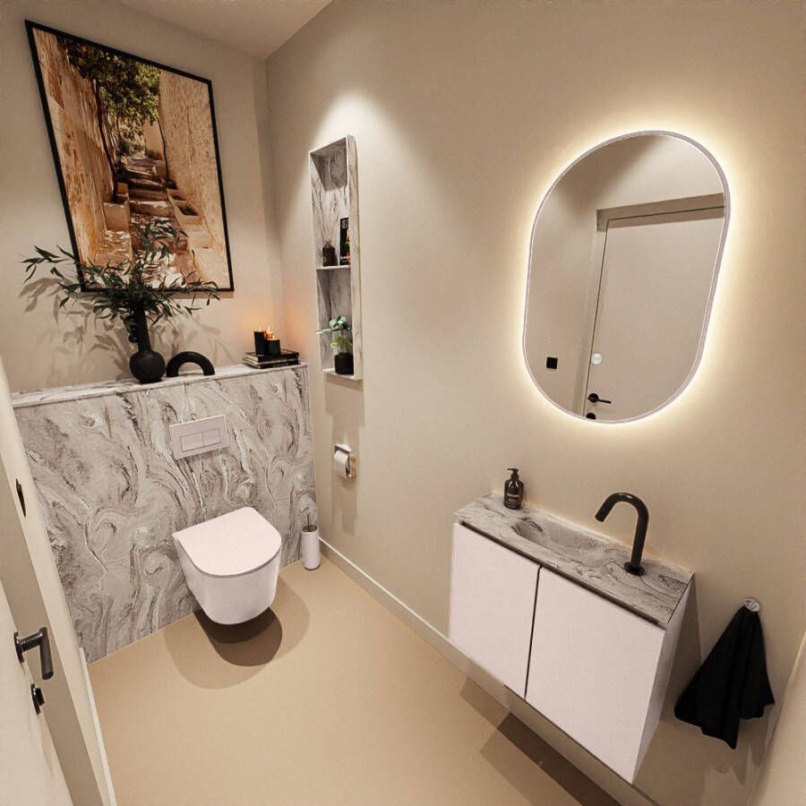Mondiaz Toiletmeubel Ture Dlux | 60 cm | Meubelkleur Rosee | Eden wastafel Glace Midden | 1 kraangat