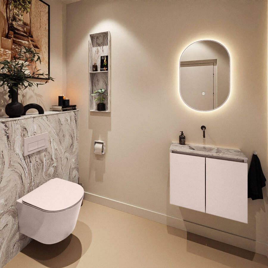 Mondiaz Toiletmeubel Ture Dlux | 60 cm | Meubelkleur Rosee | Eden wastafel Glace Midden | Zonder kraangat