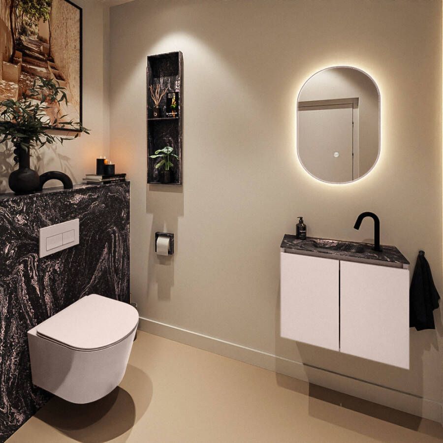 Mondiaz Toiletmeubel Ture Dlux | 60 cm | Meubelkleur Rosee | Eden wastafel Lava Midden | 1 kraangat