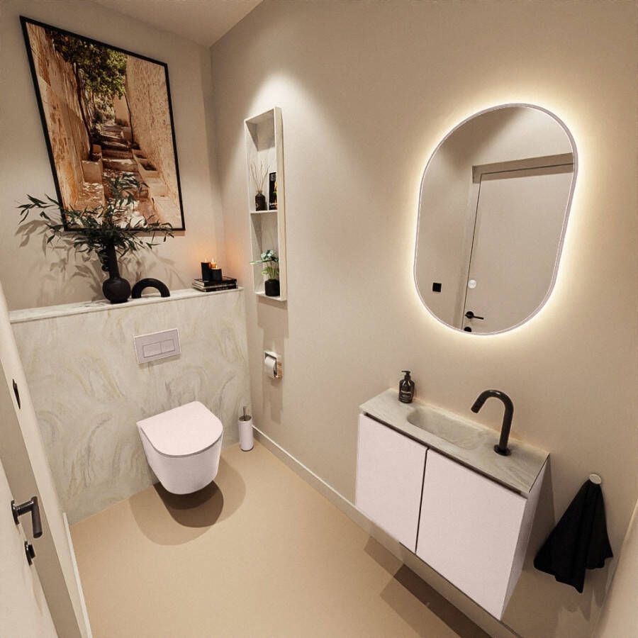 Mondiaz Toiletmeubel Ture Dlux | 60 cm | Meubelkleur Rosee | Eden wastafel Ostra Midden | 1 kraangat