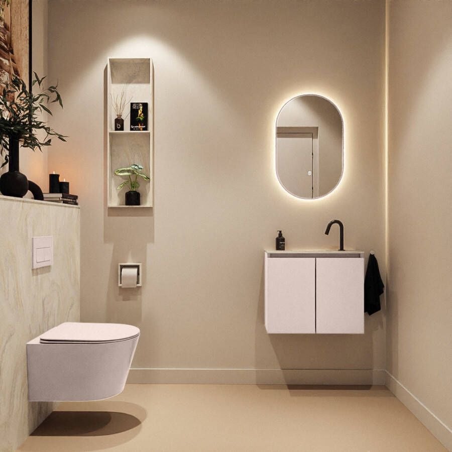 Mondiaz Toiletmeubel Ture Dlux | 60 cm | Meubelkleur Rosee | Eden wastafel Ostra Midden | 1 kraangat