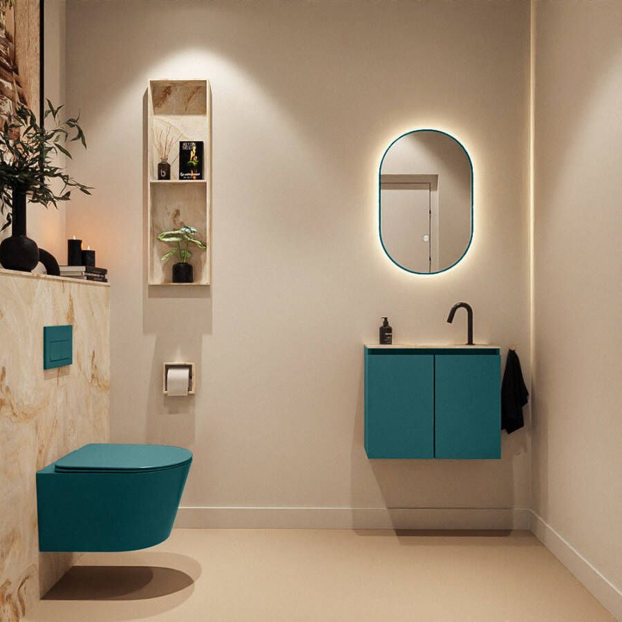 Mondiaz Toiletmeubel Ture Dlux | 60 cm | Meubelkleur Smag | Eden wastafel Frappe Midden | 1 kraangat