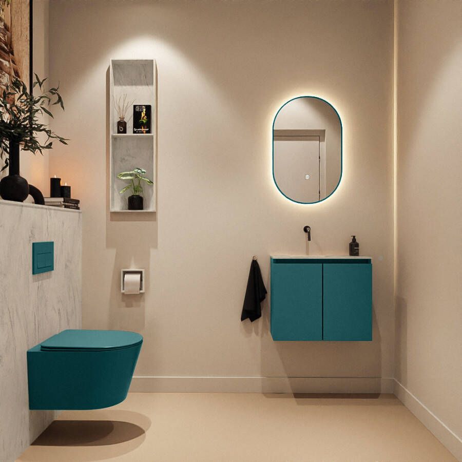 Mondiaz Toiletmeubel Ture Dlux | 60 cm | Meubelkleur Smag | Eden wastafel Opalo Links | Zonder kraangat